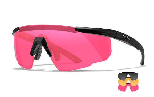 Wiley X SABER ADVANCED - Matte Black Frame - Grey/Light Rust /Vermillion Shields (3 Lenses)