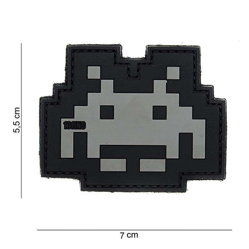 101 Space Invade 3D PVC Patch - Grey/Black