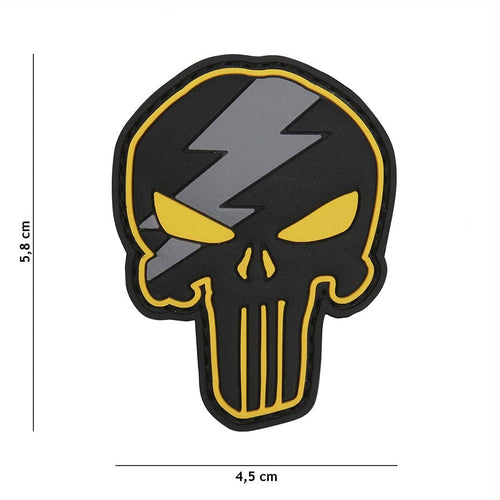 101 Punisher Thunder Skull 3D PVC Patch - Yellow