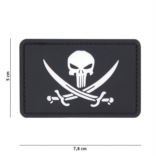 101 Punisher Pirate Flag 3D PVC Patch - Black