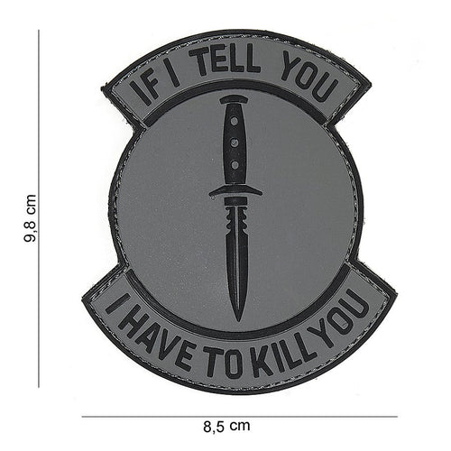 101 If I Tell You 3D PVC Patch - Grey/Black