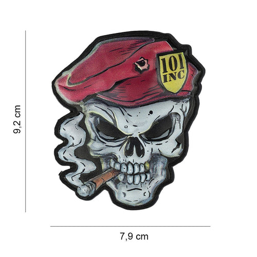 101 UV Skull Red Beret 3D PVC Patch