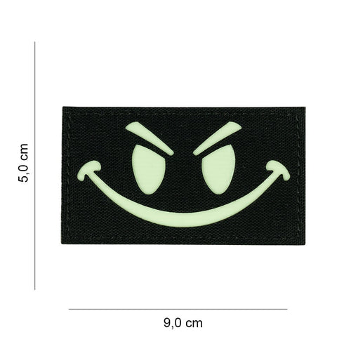 101 Evil Smiley Rectangle Laser Cut Fabric Patch - Glow in the Dark