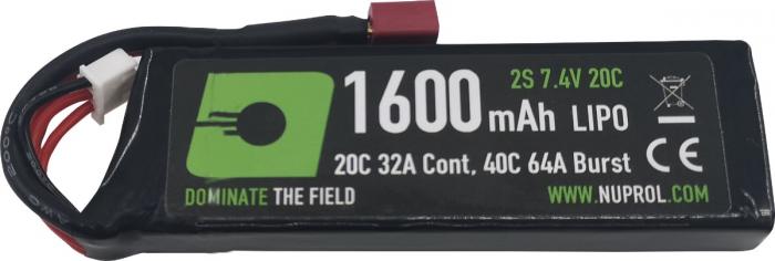 Nuprol 1600mAh LiPO 7.4V 20C Stick - Deans