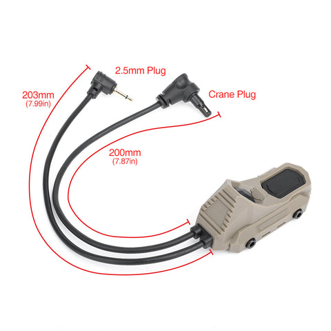 Rebel Double Port Picatinny Switch with Jack & Crane Connector (2.5mm/3.5mm)-2.5mm-Tan