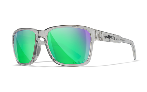 Wiley X TREK - Gloss Crystal Light Grey Frame - CAPTIVATE Polarised Green Mirror Lenses