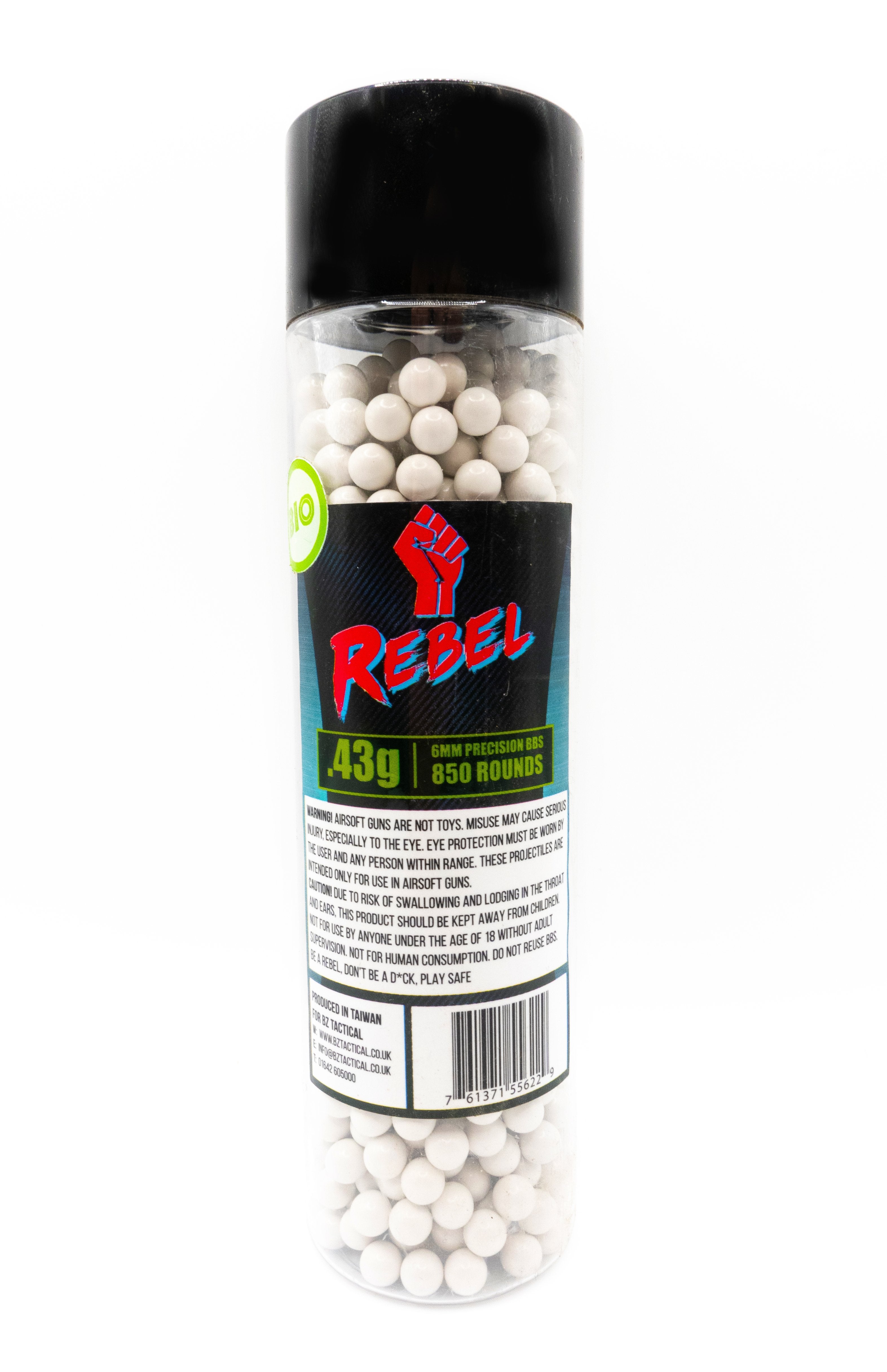 Rebel Precision Heavyweight BIO 6mm BBs 850pcs Bottle - 0.43g