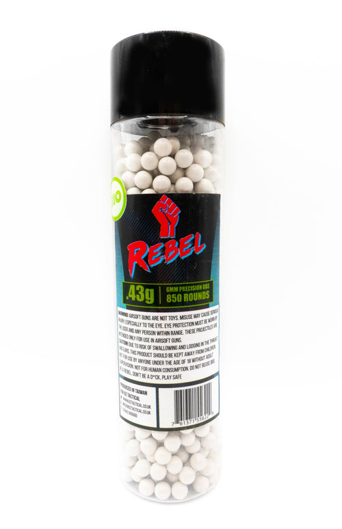 Rebel Precision Heavyweight BIO 6mm BBs 850pcs Bottle - 0.43g