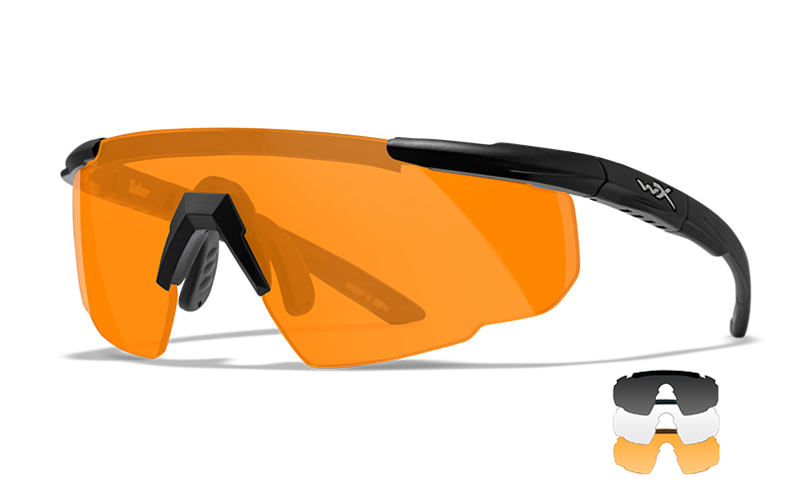 Wiley X SABER ADVANCED - Matte Black Frame - Grey/Clear/Light Rust Shields (3 Lenses)