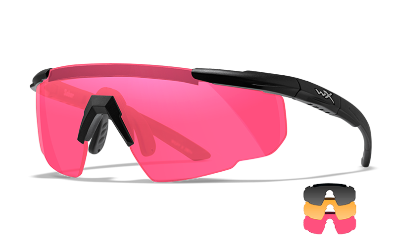 Wiley X SABER ADVANCED - Matte Black Frame - Grey/Light Rust /Vermillion Shields (3 Lenses)