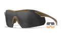 Wiley X VAPOR 2.5 - Matte Tan Frame - Grey/Clear/Light Rust Shields