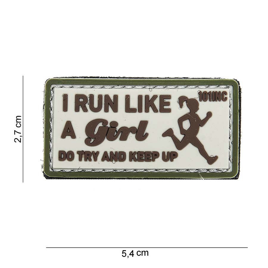 101 I Run Like a Girl 3D PVC Patch - Sand
