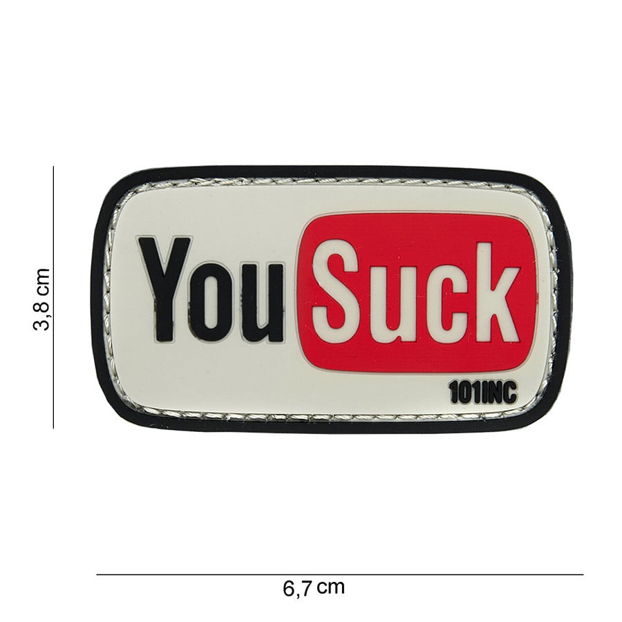 101 You Suck YouTube 3D PVC Patch - White/Red/Black