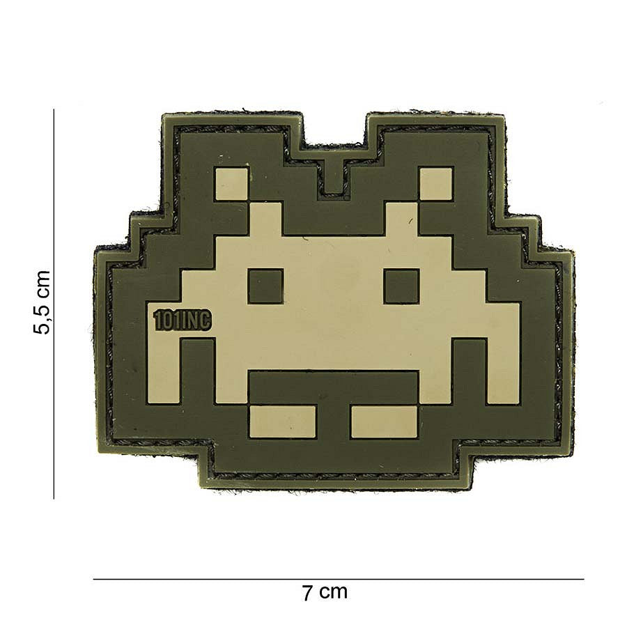 101 Space Invade 3D PVC Patch - Sand/Green