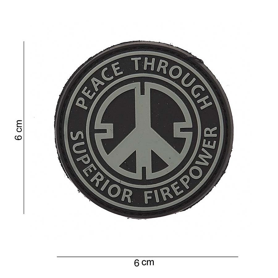 101 Peace Through Superior Fire Power 3D PVC Patch - Grey/Black