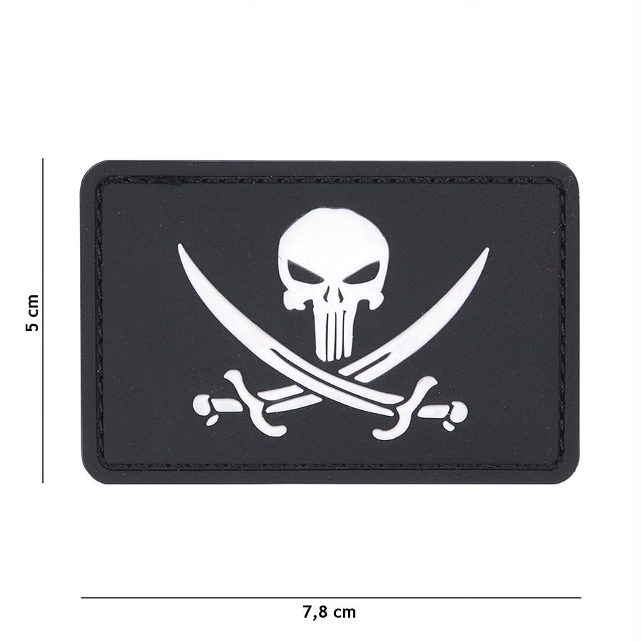 101 Punisher Pirate Flag 3D PVC Patch - Black