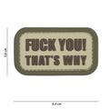 101 F*ck You That's Why 3D PVC Patch - Coyote