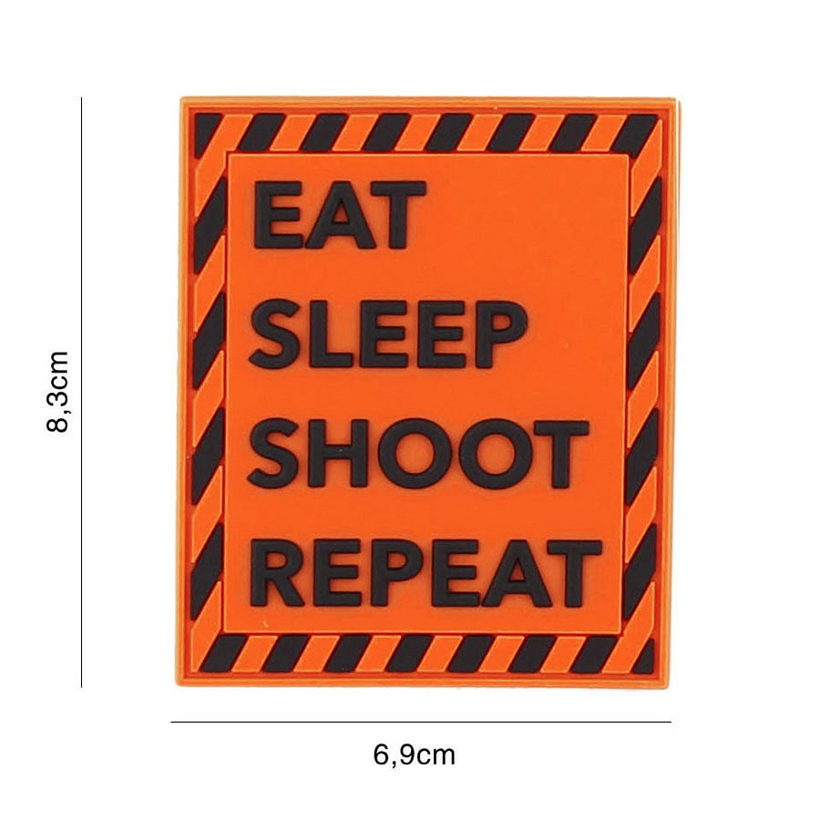 101 Eat Sleep Shoot Repeat 3D PVC Patch - Orange