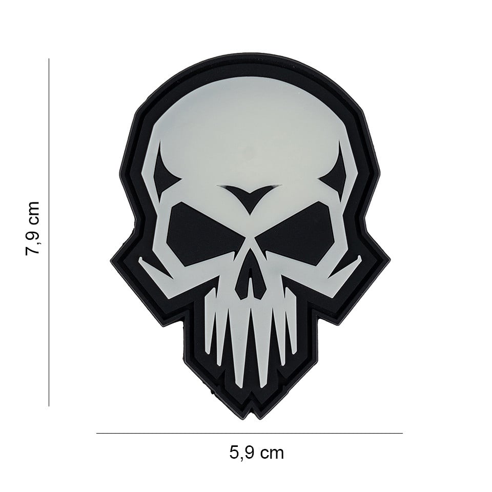 101 Psycho Skull Glow in the Dark 3D PVC Patch