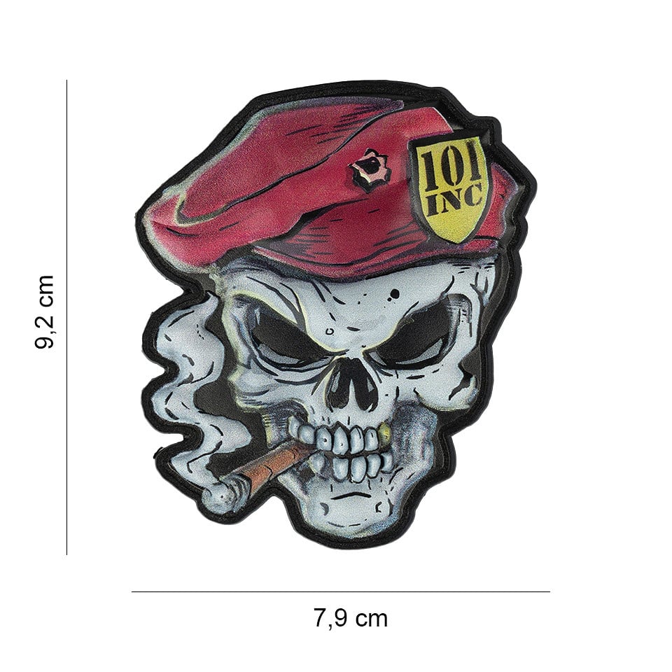 101 UV Skull Red Beret 3D PVC Patch
