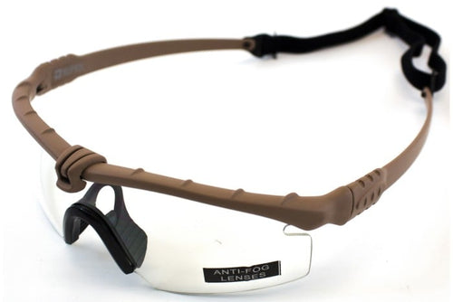 Nuprol Battle Pro Eye Protection - Tan Frame - Clear Lens
