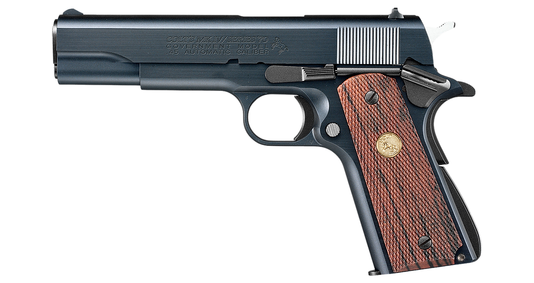 Tokyo Marui Colt Government Mark IV Series '70 GBB Pistol - Black/Wood