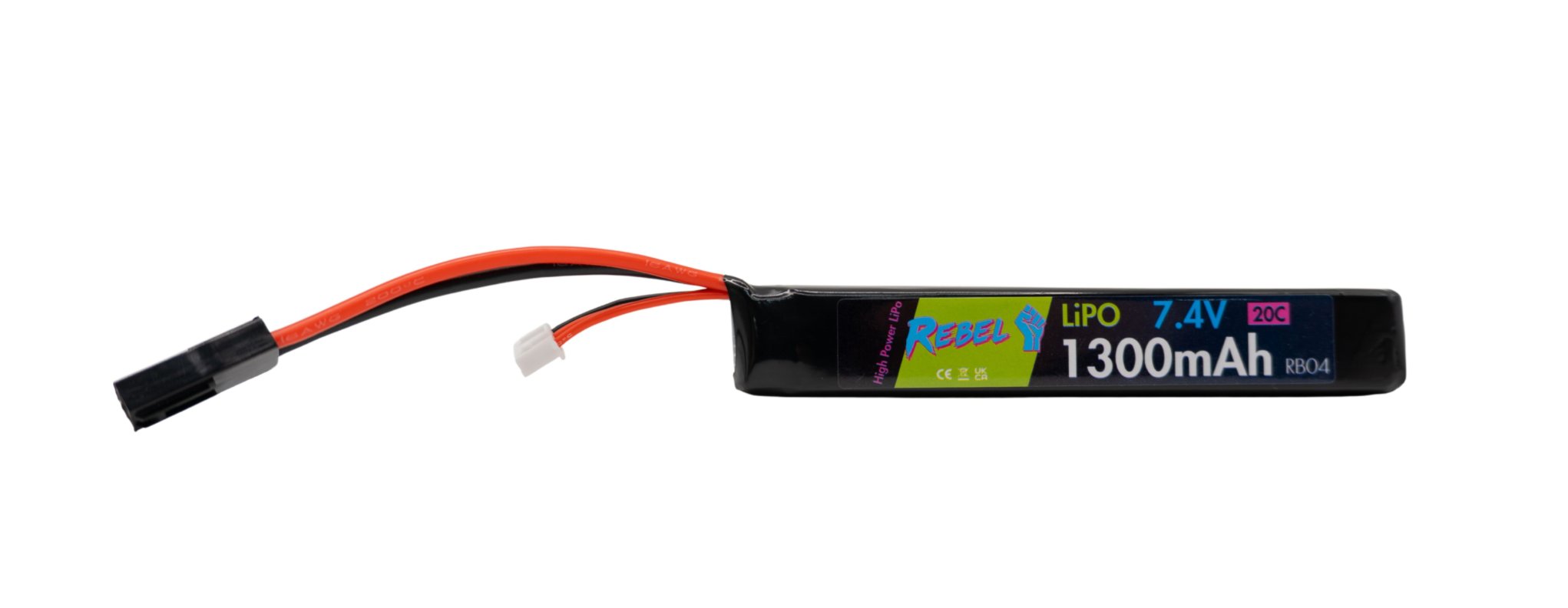 REBEL BATTERY - 1300MAH LIPO 7.4V 20C STICK - MINI TAMIYA