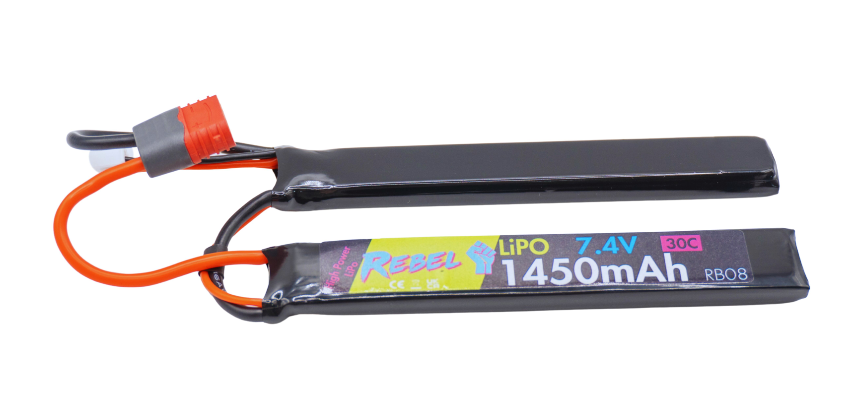 REBEL BATTERY - 1450MAH LIPO 7.4V 30C NUNCHUCK - DEANS