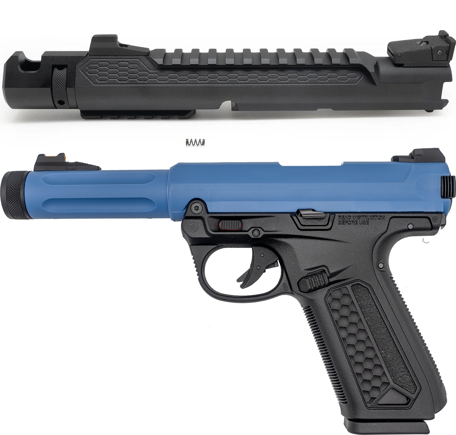 Action Army Two Tone Blue AAP-01 Pistol + Black Mamba CNC Upper Combo Pack