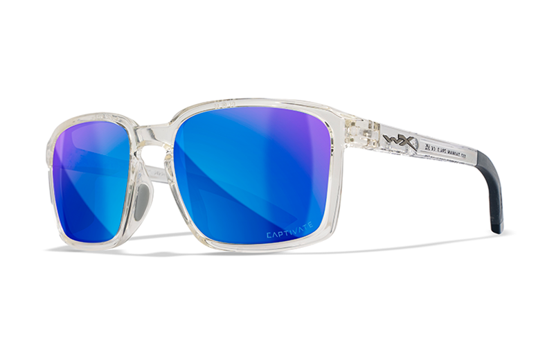 Wiley X ALFA - Gloss Clear Crystal Frame - CAPTIVATE Polarized Blue Mirror Lens