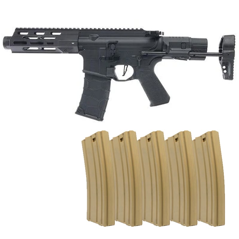 VFC AVALON CALIBUR II PDW AEG + 5 Valken SMAG's (w/ Built-In GATE ASTER + Maple Leaf Internals) - Black