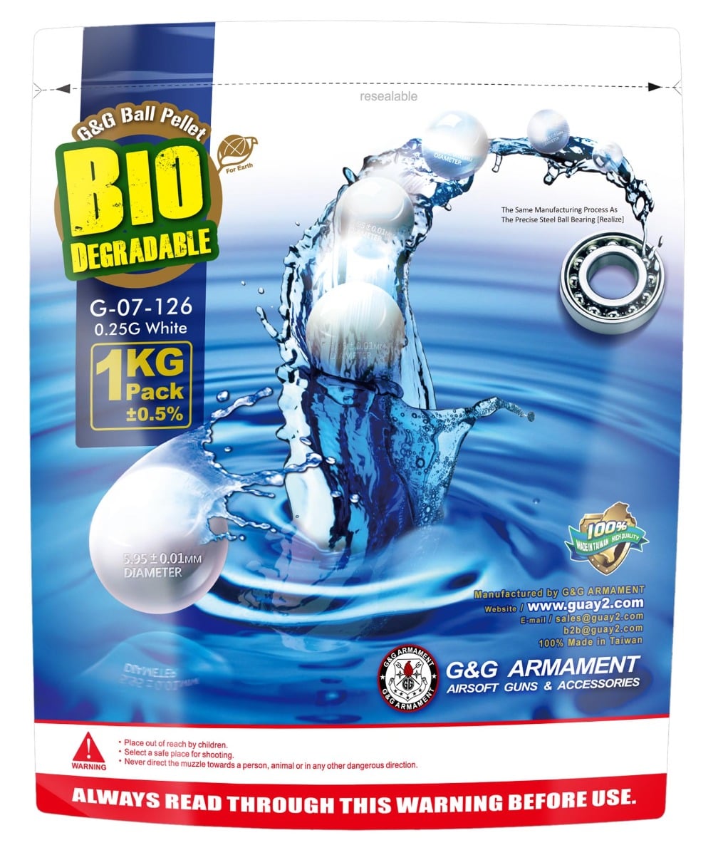 G&G BIO 6mm Biodegradable BBs 1KG Bag - 0.25g