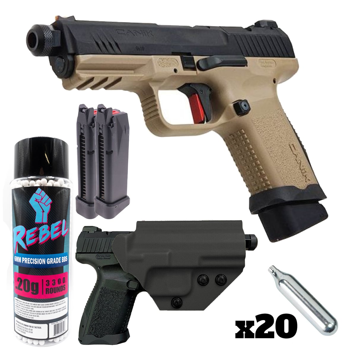 Cybergun CANiK TP9 Elite Complete CO2 Bundle - Black/FDE