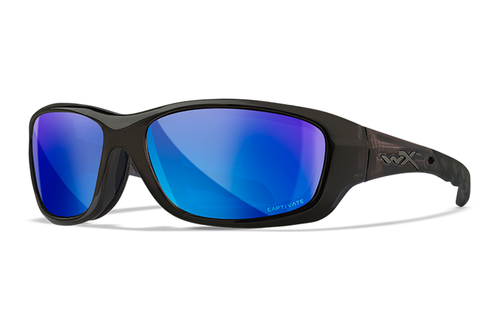 Wiley X GRAVITY - Black Crystal Frame - CAPTIVATE Polarized Blue Mirror Lens