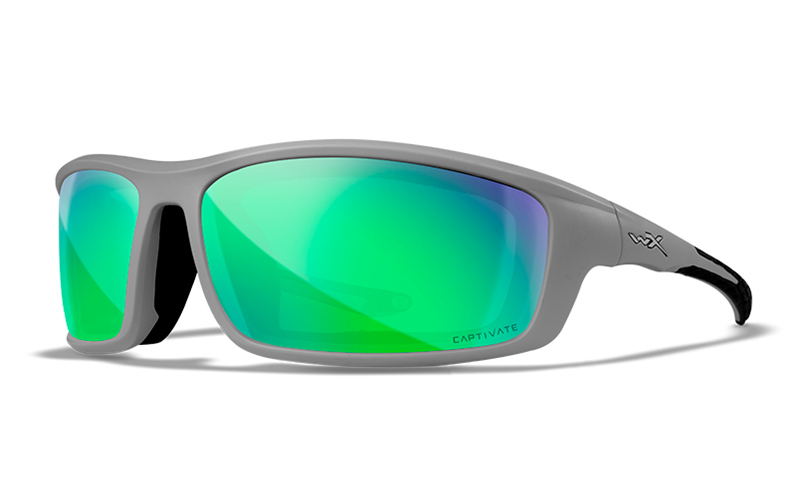 Wiley X GRID - Matte Cool Grey Frame - CAPTIVATE Polarized Green Mirror Lens