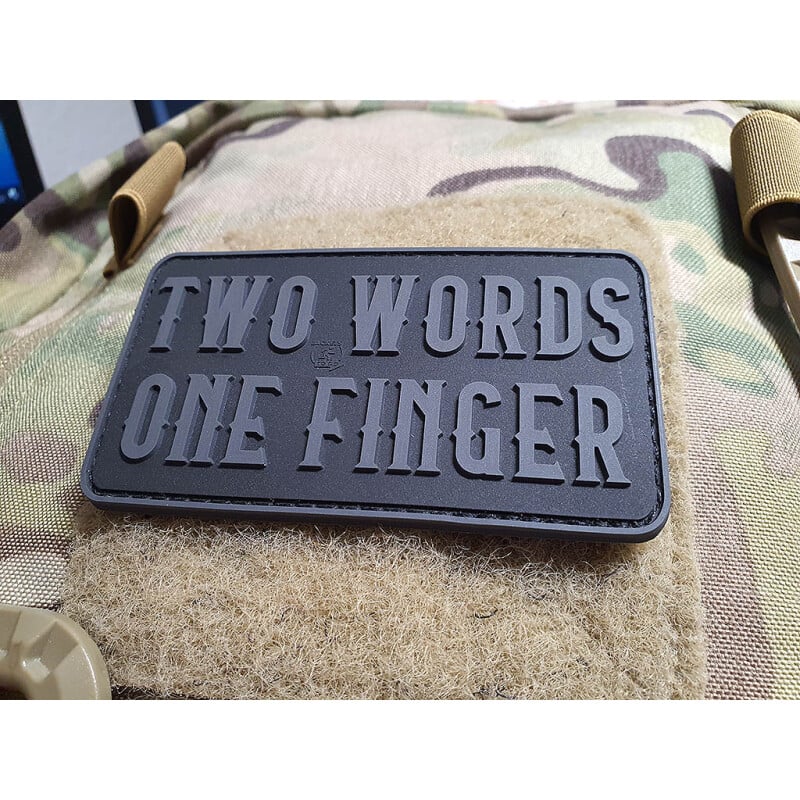 JTG Two WOrd One Finger 3D Rubber Patch - Black Ops