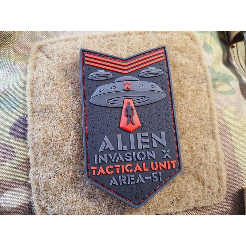 JTG Alien Invasion X Tactical Unit Area-51 3D Rubber Patch - Black/Red