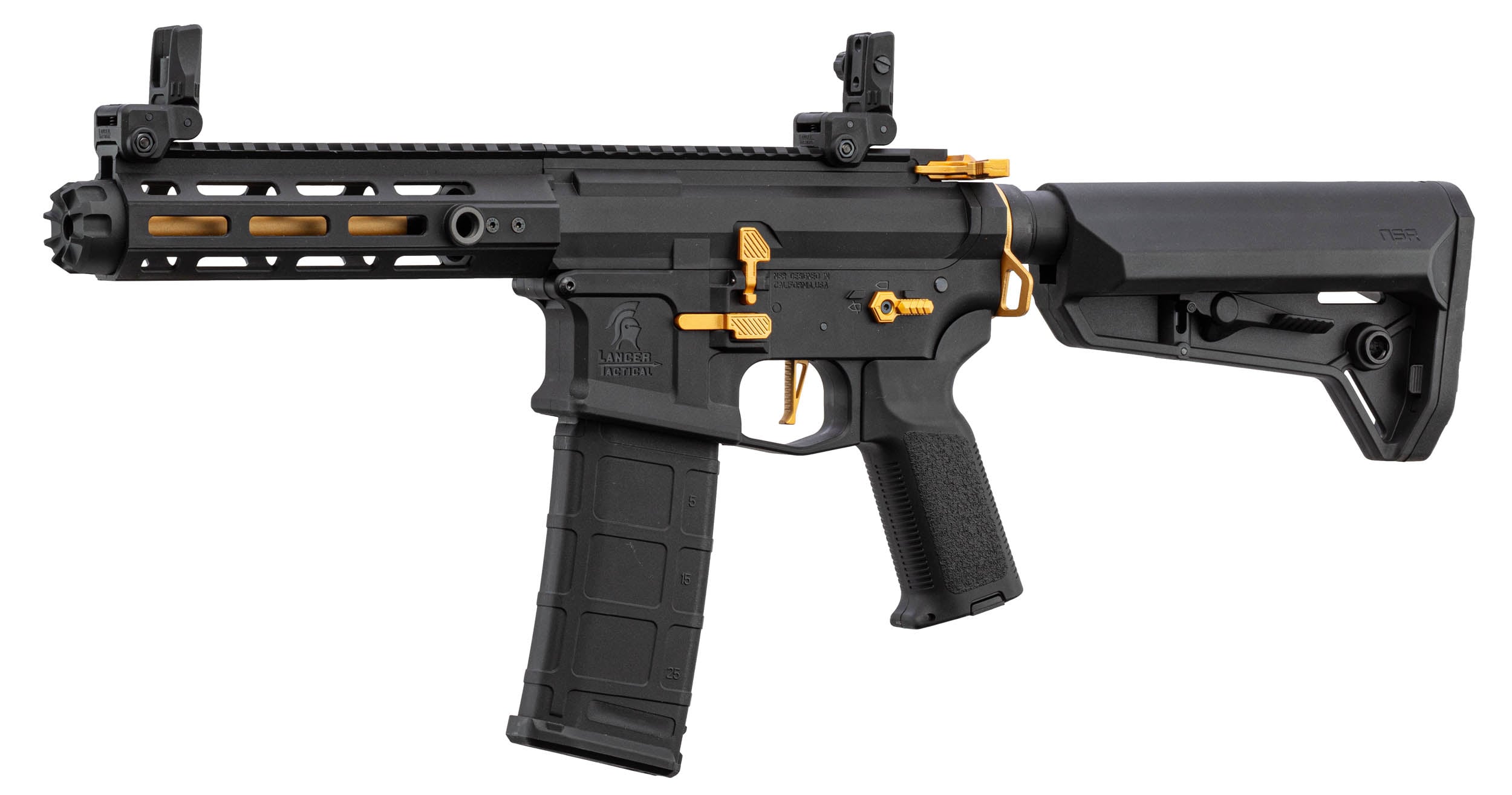Lancer Tactical LT-32 Hellion 7" Gen 2 AEG Rifle Complete Pack - Black/Gold