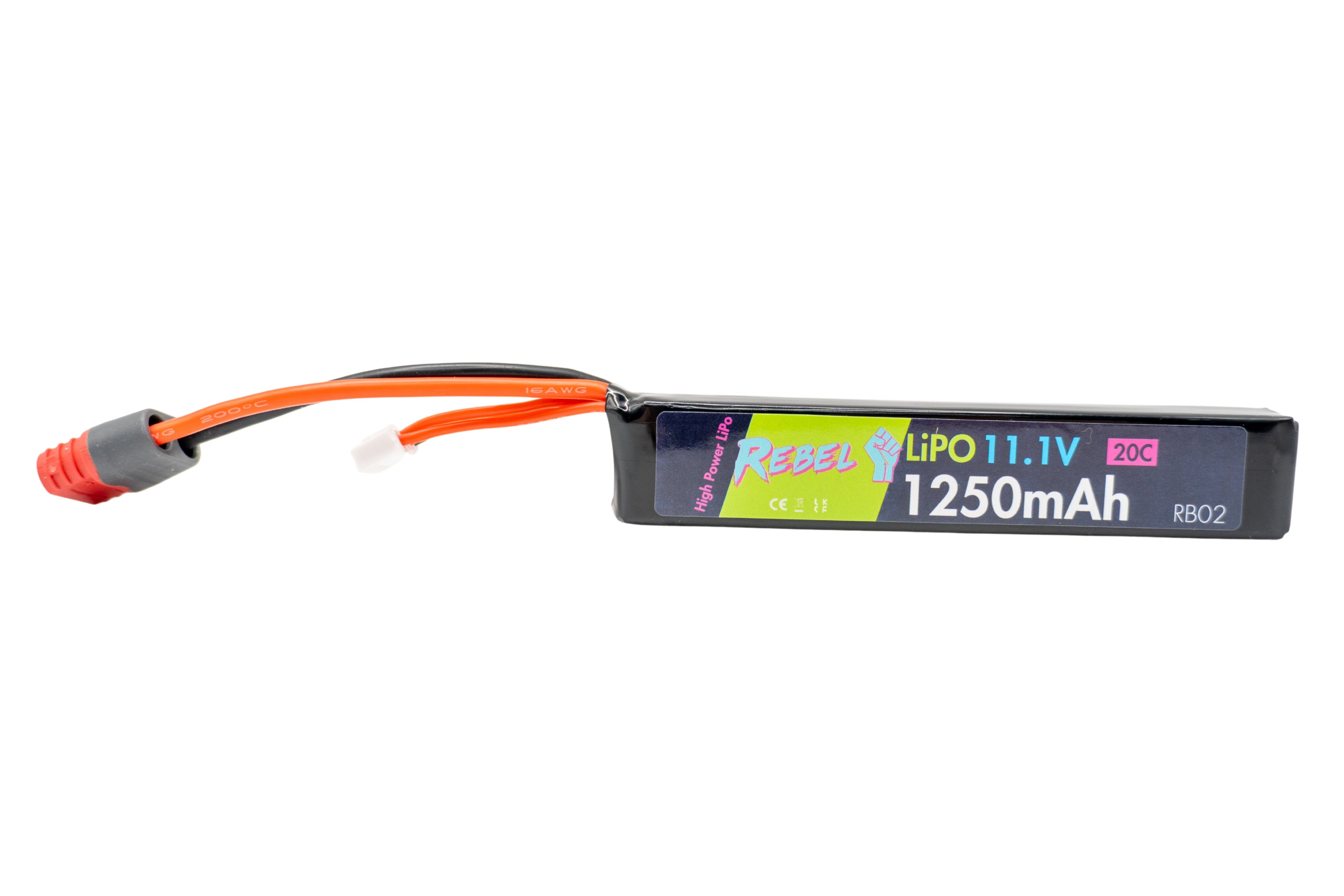 Rebel Battery - 1250mAh Lipo 11.1V 20C Stick - Deans