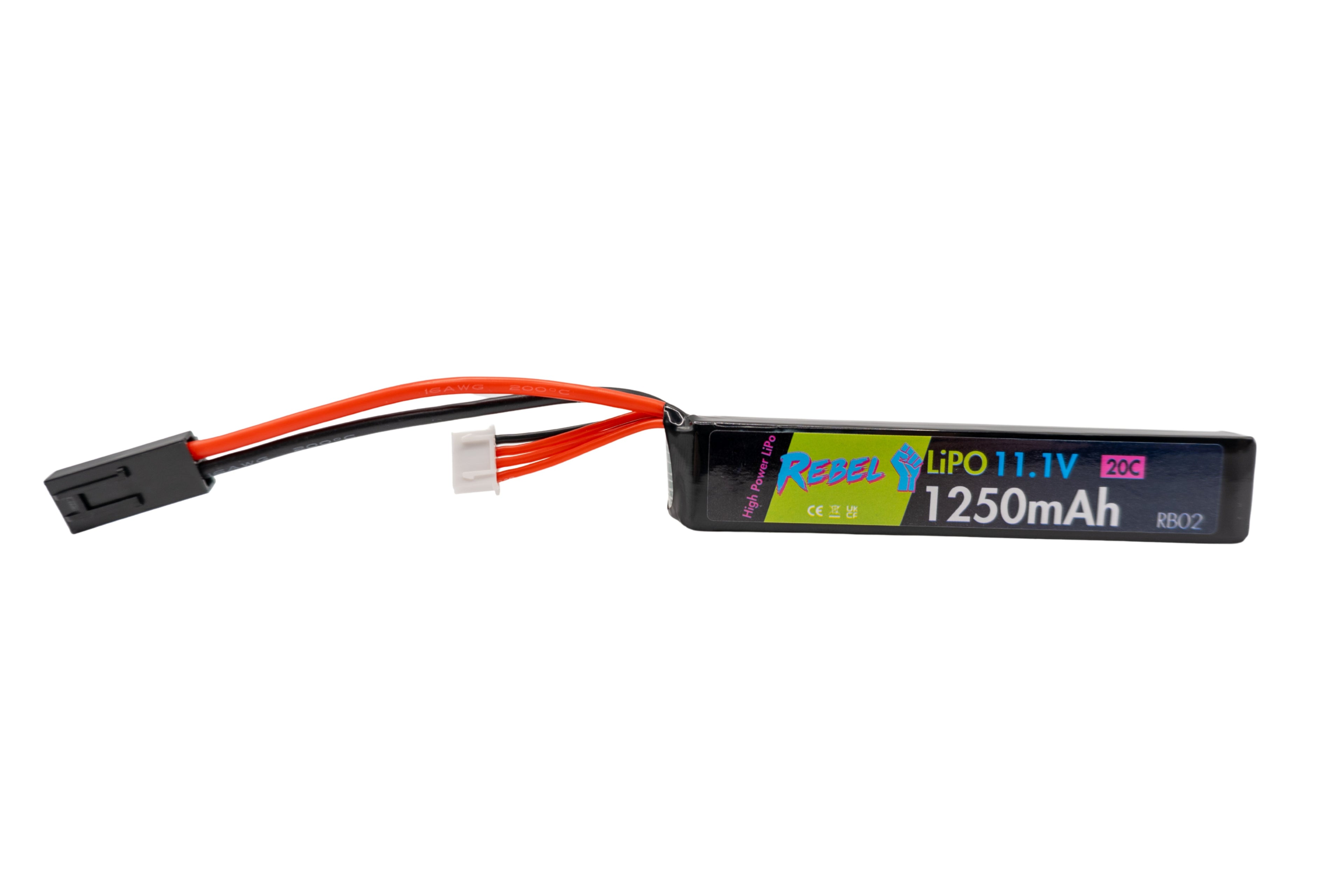 Rebel Battery - 1250mAh Lipo 11.1V 20C Stick - Mini Tamiya