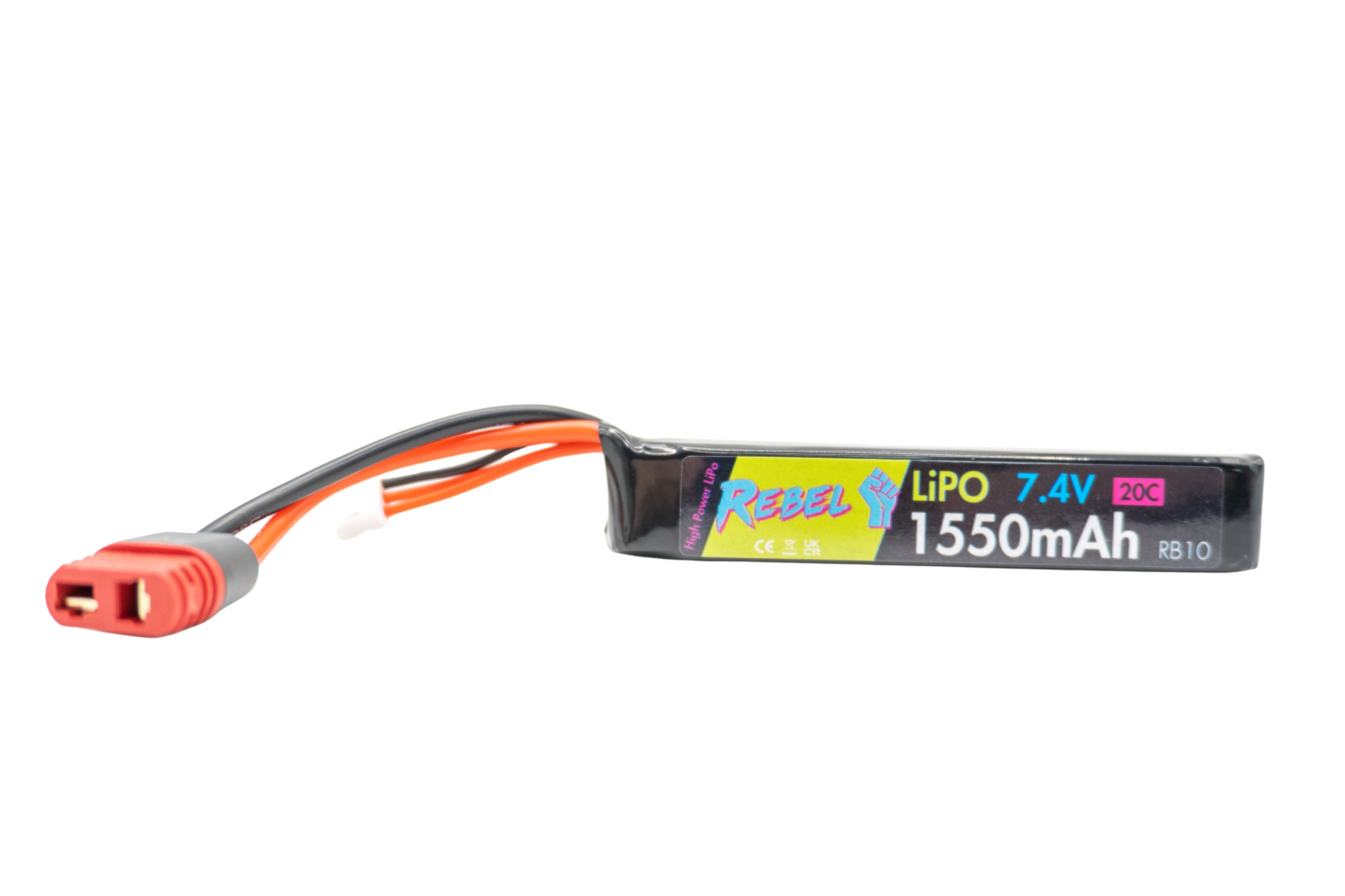 Rebel Battery - 1550mAh Lipo 7.4V 20C Stick - Deans