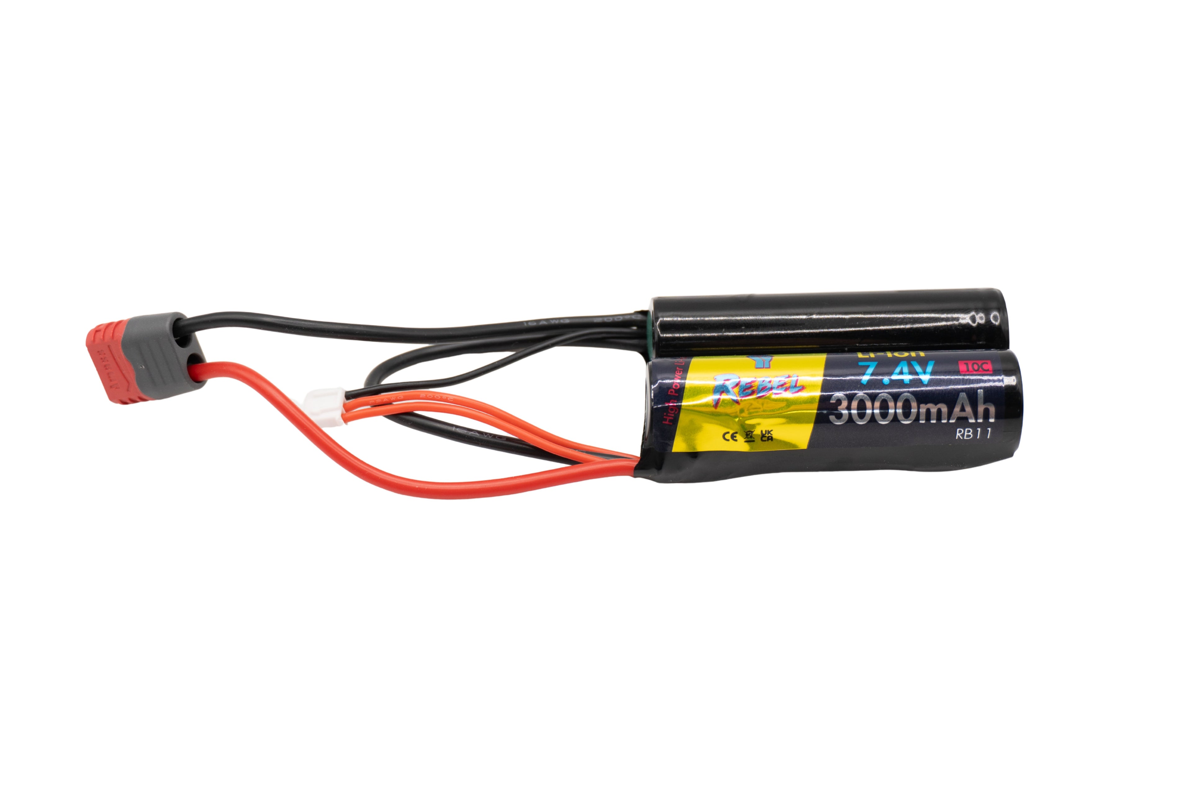 Rebel Battery - 3000mAh Li-Ion 7.4V 10C Nunchuck - Deans