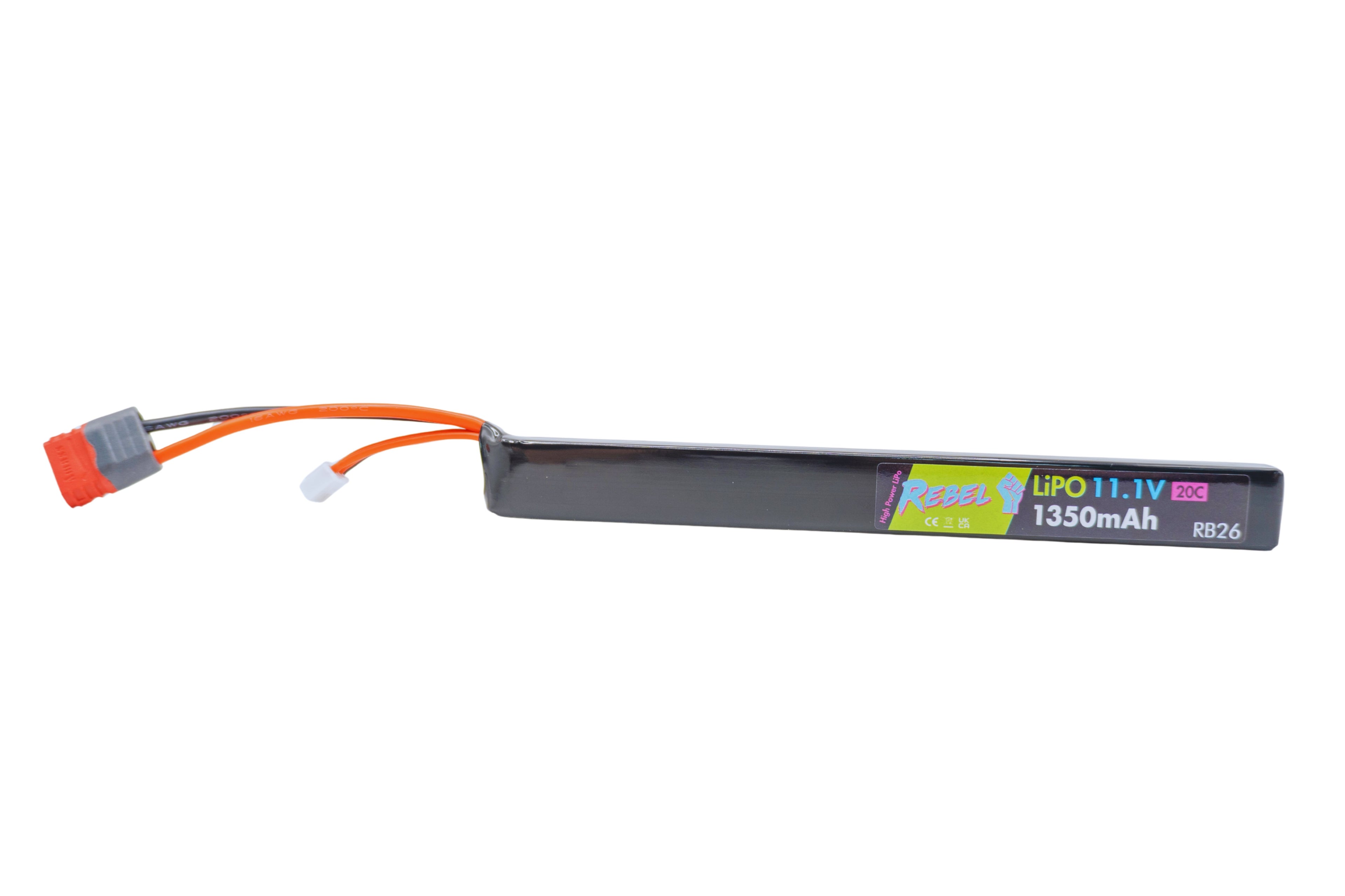 Rebel Battery - 1350mAh LiPo 11.1V 20C AK Stick - Deans