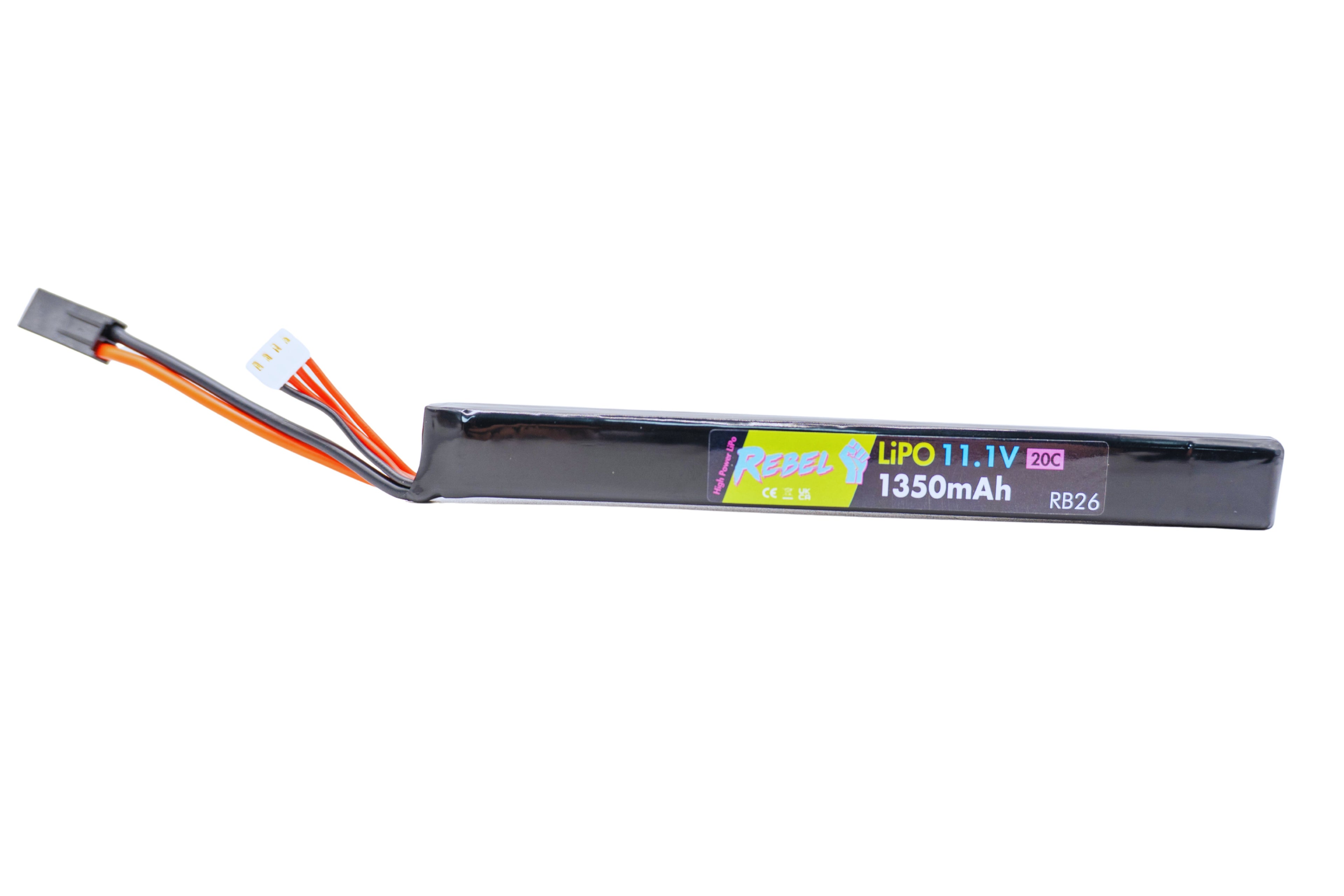 Rebel Battery - 1350mAh LiPo 11.1V 20C AK Stick - Mini Tamiya