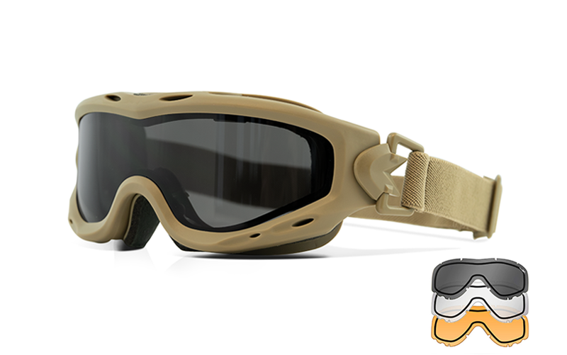 Wiley X SPEAR Dual Lens - Matte Tan Frame - Grey/Clear/Light Rust Shields