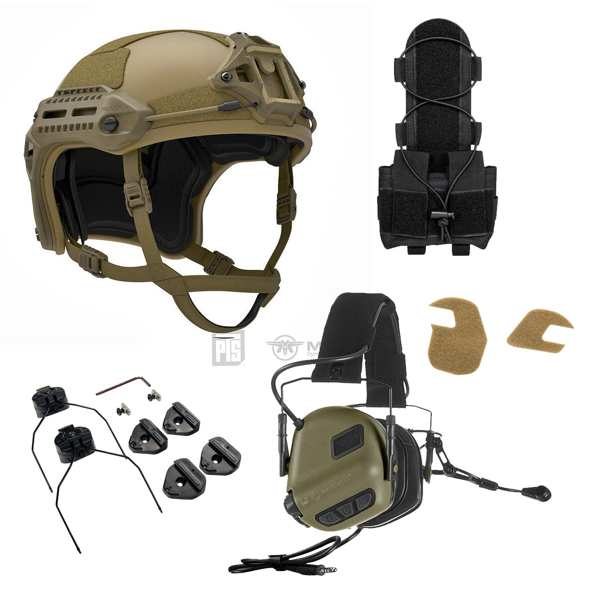 PTS x Earmor Flux Helmet + Comms Bundle-Tan-Foliage Green
