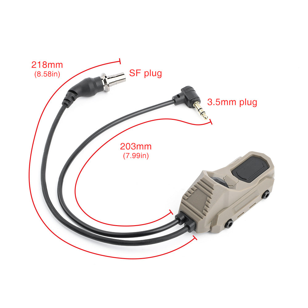AN Double Port Pressure Switch (SF Plug & 2.5mm/3.5mm Jack)-Tan-3.5mm