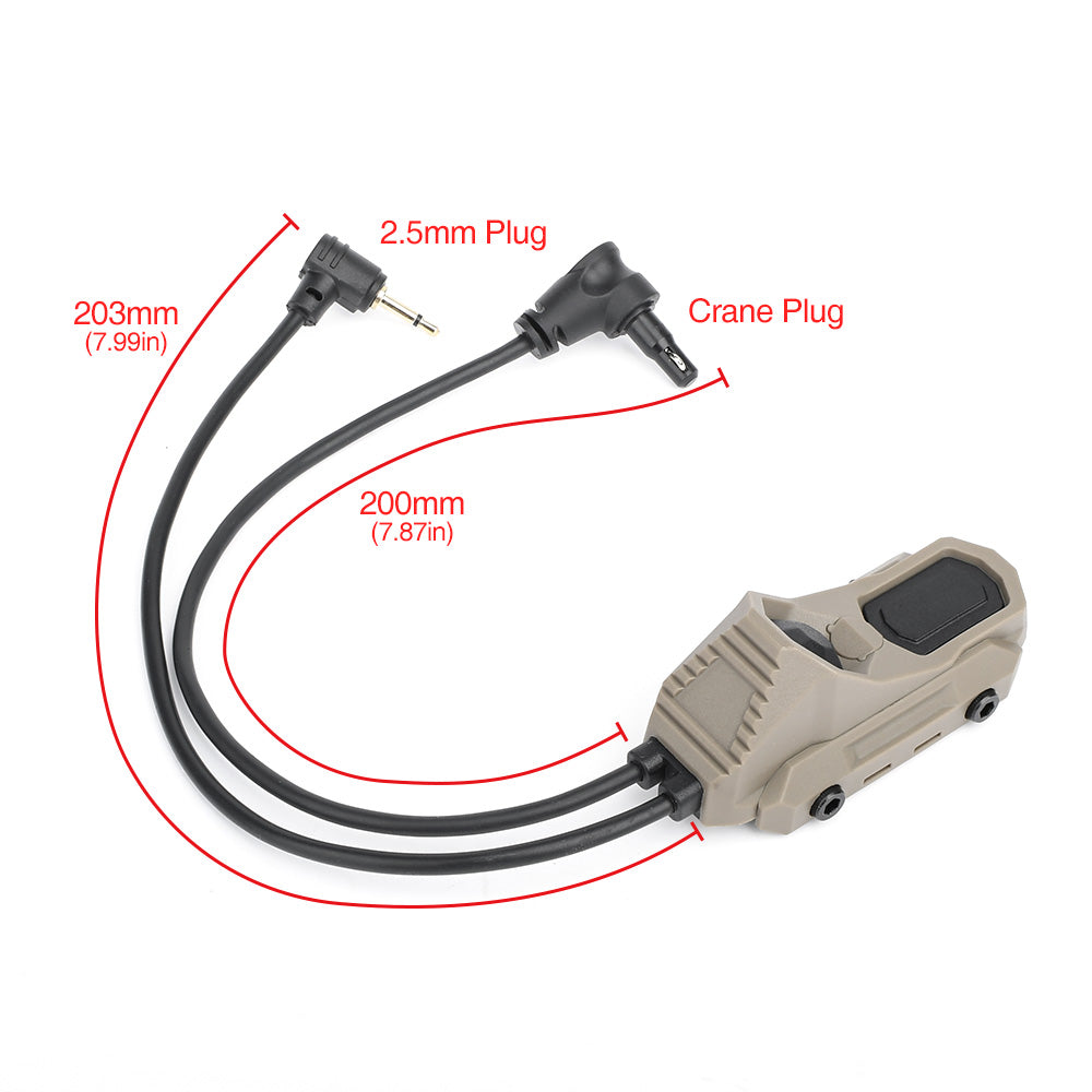Rebel Double Port Picatinny Switch with Jack & Crane Connector (2.5mm/3.5mm)-2.5mm-Tan